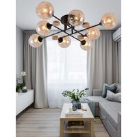 Люстра средней высоты Mirastyle MH-1491B/8 BK+WOOD - Превью изображения №5 — Интернет-магазин Time-Shop