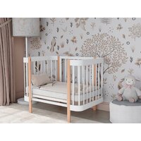 Кроватка-трансформер Incanto Mimi-ЮГ с автоспинкой и маятником KR-0182/1 (белый/бук) - Превью изображения №24 — Интернет-магазин Time-Shop