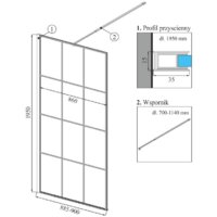 Душевая стенка Calani Soleo Walk In 90x195 CAL-K6010 (черный/прозрачное стекло) - Превью изображения №5 — Интернет-магазин Time-Shop