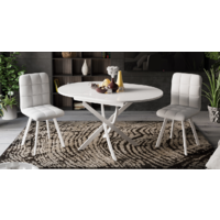 Кухонный стол Трия Diamond тип 3 КМ+02.68.000.168 (белый муар-белый глянец) - Превью изображения №2 — Интернет-магазин Time-Shop