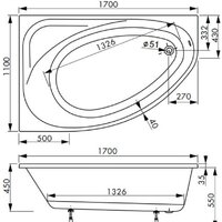 Ванна VagnerPlast Hapi 170x110 (правая) - Превью изображения №3 — Интернет-магазин Time-Shop