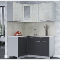 Готовая кухня Интерлиния Мила 12x15 (бетон лайт-антрацит-опал светлый) - Превью изображения №2 — Интернет-магазин Time-Shop