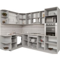 Готовая кухня Интерлиния Мила Gloss 1.68x2.6 левая (белый софт/серый софт/травертин серый) - Превью изображения №2 — Интернет-магазин Time-Shop