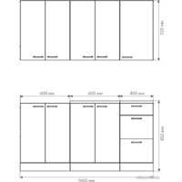 Готовая кухня Агута Альфа 1.6/60 (дуб эспрессо/дуб винтажный/этория) - Превью изображения №2 — Интернет-магазин Time-Shop