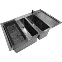 Кухонная мойка Stellar Decor S7850NB-2L-D (нано черный) - Превью изображения №2 — Интернет-магазин Time-Shop