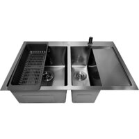 Кухонная мойка Stellar Decor S7850NB-2L-D (нано черный) - Превью изображения №3 — Интернет-магазин Time-Shop