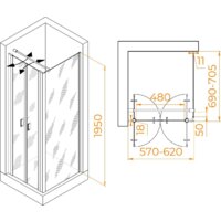 Душевой уголок RGW PA-144B (PA-104B+Z-050-2B+O-104B) 060814467-014 60x70 (черный/прозрачное стекло) - Превью изображения №2 — Интернет-магазин Time-Shop