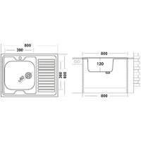Кухонная мойка Ukinox ECO 800.600 L - Превью изображения №2 — Интернет-магазин Time-Shop