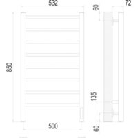 Полотенцесушитель TERMINUS Аврора П8 500x850 электро (хром) - Превью изображения №3 — Интернет-магазин Time-Shop