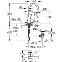 Смеситель Grohe Bauflow 23753000 - Превью изображения №2 — Интернет-магазин Time-Shop