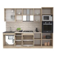 Готовая кухня Интерлиния Мила 2.6 ВТ (вудлайн кремовый/антрацит/малага) - Превью изображения №2 — Интернет-магазин Time-Shop