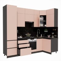 Готовая кухня ВерсоМебель Эко Премиум 1.2x2.7 правая (пудровый/ст. тунис) - Превью изображения №2 — Интернет-магазин Time-Shop