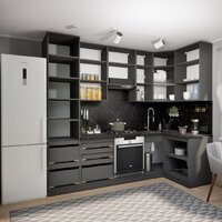 Готовая кухня ВерсоМебель Эко Премиум 1.2x2.7 правая (пудровый/ст. тунис) - Превью изображения №6 — Интернет-магазин Time-Shop