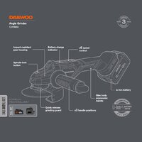 Угловая шлифмашина Daewoo Power DAG 3021Li Set (с 1-им АКБ) - Превью изображения №3 — Интернет-магазин Time-Shop