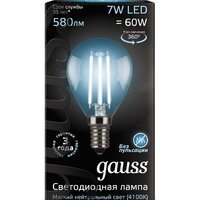 Светодиодная лампочка Gauss LED Filament Globe E14 7 Вт 4100 К 105801207 - Превью изображения №2 — Интернет-магазин Time-Shop