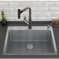 Кухонная мойка Roxen Snake 560220-60-S сатин/текстурная поверхность (с коландером и дозатором) - Превью изображения №3 — Интернет-магазин Time-Shop