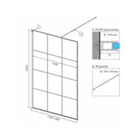 Душевая стенка Calani Soleo Walk In 120x195 CAL-K6013 (черный/прозрачное стекло) - Превью изображения №2 — Интернет-магазин Time-Shop