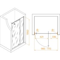Душевая дверь RGW PA-008 350800801-11 100 (хром/прозрачное стекло) - Превью изображения №2 — Интернет-магазин Time-Shop