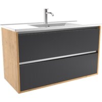 ЗОВ Тумба с умывальником Парма 100 P100LHO0MBPMC1A-OL100 (дуб/черный)
