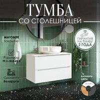  ЗОВ Тумба под умывальник Дион 100 D100LWP0M9003MKV5-LDSPW (белый матовый) - Превью изображения №2 — Интернет-магазин Time-Shop