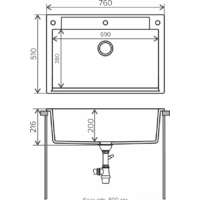 Кухонная мойка Polygran Argo-760 (черный 16) - Превью изображения №2 — Интернет-магазин Time-Shop