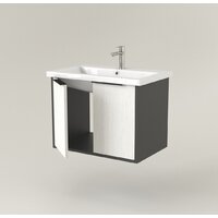  Дабер Тумба под умывальник 018 Cersanit Como 70 Т18.7С.0.20Ч (белый древесный/серый/ручка черная) - Превью изображения №3 — Интернет-магазин Time-Shop