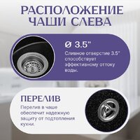 Кухонная мойка Saniteco Pura (черный) - Превью изображения №2 — Интернет-магазин Time-Shop