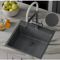 Кухонная мойка Roxen Snake 560220-50-BS (50*48) PVD графит/текстурная поверхность (с коландером и дозатором) - Превью изображения №3 — Интернет-магазин Time-Shop