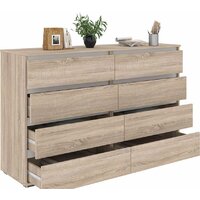 Комод Кортекс-мебель Бари 160 8ш (дуб сонома/дуб сонома/белый) - Превью изображения №2 — Интернет-магазин Time-Shop