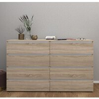 Комод Кортекс-мебель Бари 160 8ш (дуб сонома/дуб сонома/белый) - Превью изображения №3 — Интернет-магазин Time-Shop