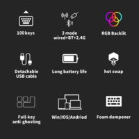 Клавиатура Royal Kludge RK100 RGB (черный, RK Red) - Превью изображения №7 — Интернет-магазин Time-Shop