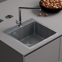 Кухонная мойка Roxen Snake 560220-50-S (50*48) сатин/текстурная поверхность (с коландером и дозатором) - Превью изображения №2 — Интернет-магазин Time-Shop