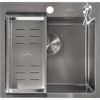 Кухонная мойка Roxen Snake 560220-50-S (50*48) сатин/текстурная поверхность (с коландером и дозатором) - Превью изображения №7 — Интернет-магазин Time-Shop