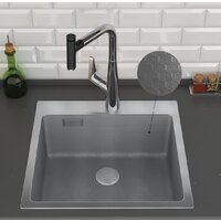 Кухонная мойка Roxen Snake 560220-50-S (50*48) сатин/текстурная поверхность (с коландером и дозатором) - Превью изображения №3 — Интернет-магазин Time-Shop