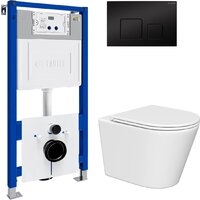 Унитаз подвесной Lauter Longer 2110822 с кнопкой 219704F (квадратная, черный) - Превью изображения №2 — Интернет-магазин Time-Shop