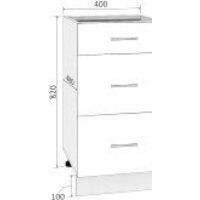 Шкаф напольный Кортекс-мебель Корнелия Лира НШ40р3ш без столешницы (черный) - Превью изображения №2 — Интернет-магазин Time-Shop
