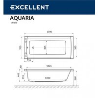 Ванна Excellent Aquaria 150x70 (с ножками) - Превью изображения №5 — Интернет-магазин Time-Shop