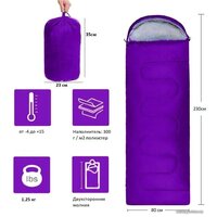 Спальный мешок Calviano Acamper Bergen 300г/м2 (фиолетовый) - Превью изображения №7 — Интернет-магазин Time-Shop