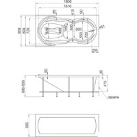 Ванна 1Марка Taormina 180x90 (с каркасом) - Превью изображения №2 — Интернет-магазин Time-Shop
