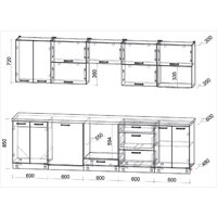 Готовая кухня Интерлиния Мила Лайт 3.0-ПМ2 (дуб серый/дуб серый/дуб бунратти) - Превью изображения №6 — Интернет-магазин Time-Shop