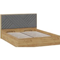 Кровать Трия Хилтон универсальная тип 1 с ПМ 160x200 (дуб крафт золотой/велюр серый) - Превью изображения №2 — Интернет-магазин Time-Shop