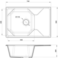 Кухонная мойка GranFest GF-U-740L (иней) - Превью изображения №3 — Интернет-магазин Time-Shop