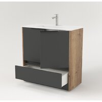  Дабер Тумба под умывальник 017 70 Т17.7.0.22Ч (дуб галифакс/серый/ручка черная) - Превью изображения №3 — Интернет-магазин Time-Shop