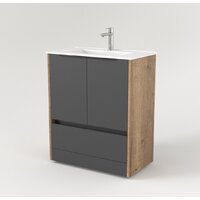  Дабер Тумба под умывальник 017 70 Т17.7.0.22Ч (дуб галифакс/серый/ручка черная) - Превью изображения №2 — Интернет-магазин Time-Shop