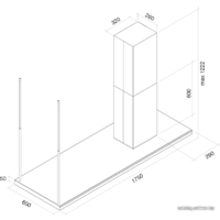 Кухонная вытяжка Falmec Lumen Design Island 175 800 м3/ч (нержавеющая сталь, правая) - Превью изображения №5 — Интернет-магазин Time-Shop