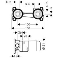 Скрытый механизм Hansgrohe Universal 13622180 - Превью изображения №2 — Интернет-магазин Time-Shop