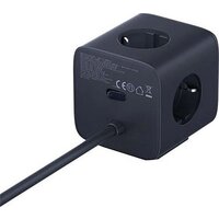 Удлинитель Baseus EnerFill FA11 Cube Power Strip 3AC+1U+2C 67W EU E00082100123-00 (1.5 м, черный) - Превью изображения №3 — Интернет-магазин Time-Shop