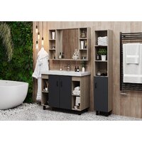  Onika Тумба под умывальник Тимбер 100.10 110010 (серый матовый/дуб сонома) - Превью изображения №4 — Интернет-магазин Time-Shop