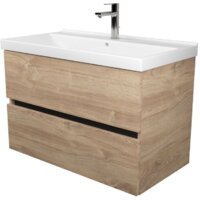 Дабер Тумба под умывальник 011 Andrea Elen 80 (с подсветкой, дуб канзас коричневый/черный)