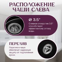 Кухонная мойка Saniteco Pura (оникс) - Превью изображения №2 — Интернет-магазин Time-Shop